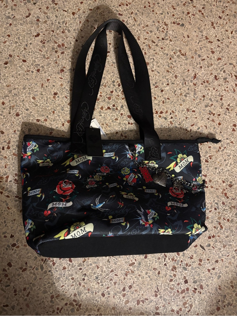 NWT Ed Hardy tote bag nylon covered with Mom tattoo artwork